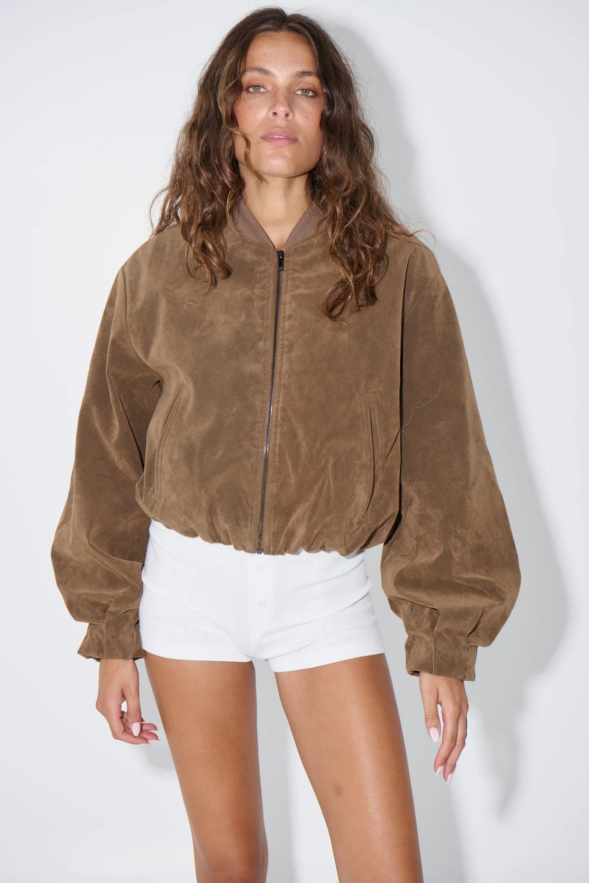 Suede Look Bomber Jacket