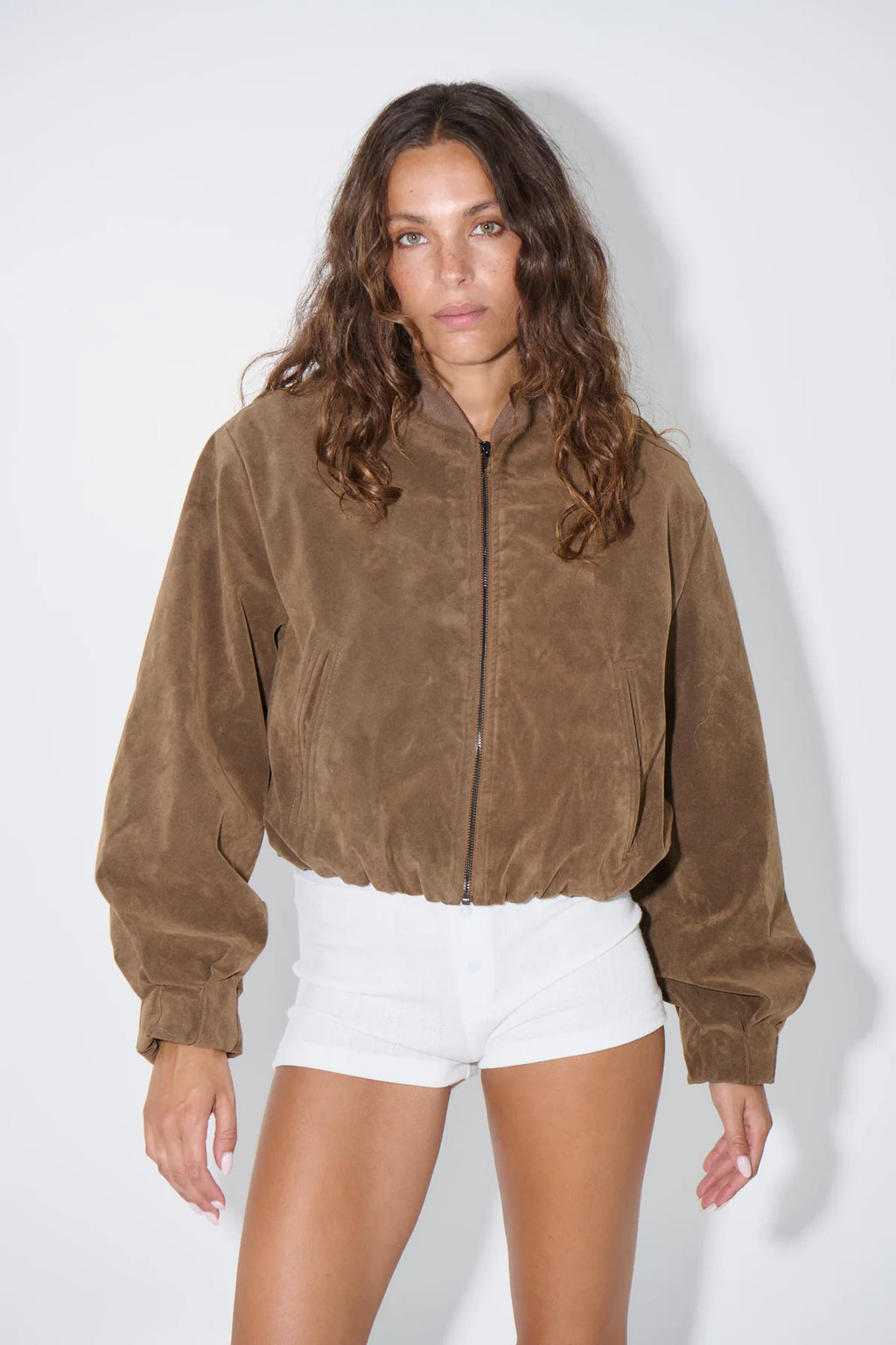 Suede Look Bomber Jacket