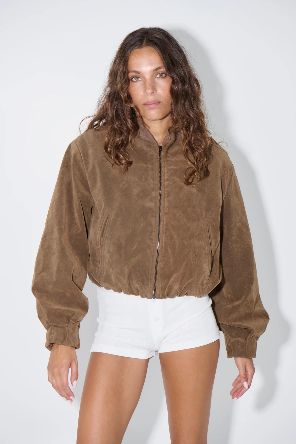 Suede Look Bomber Jacket