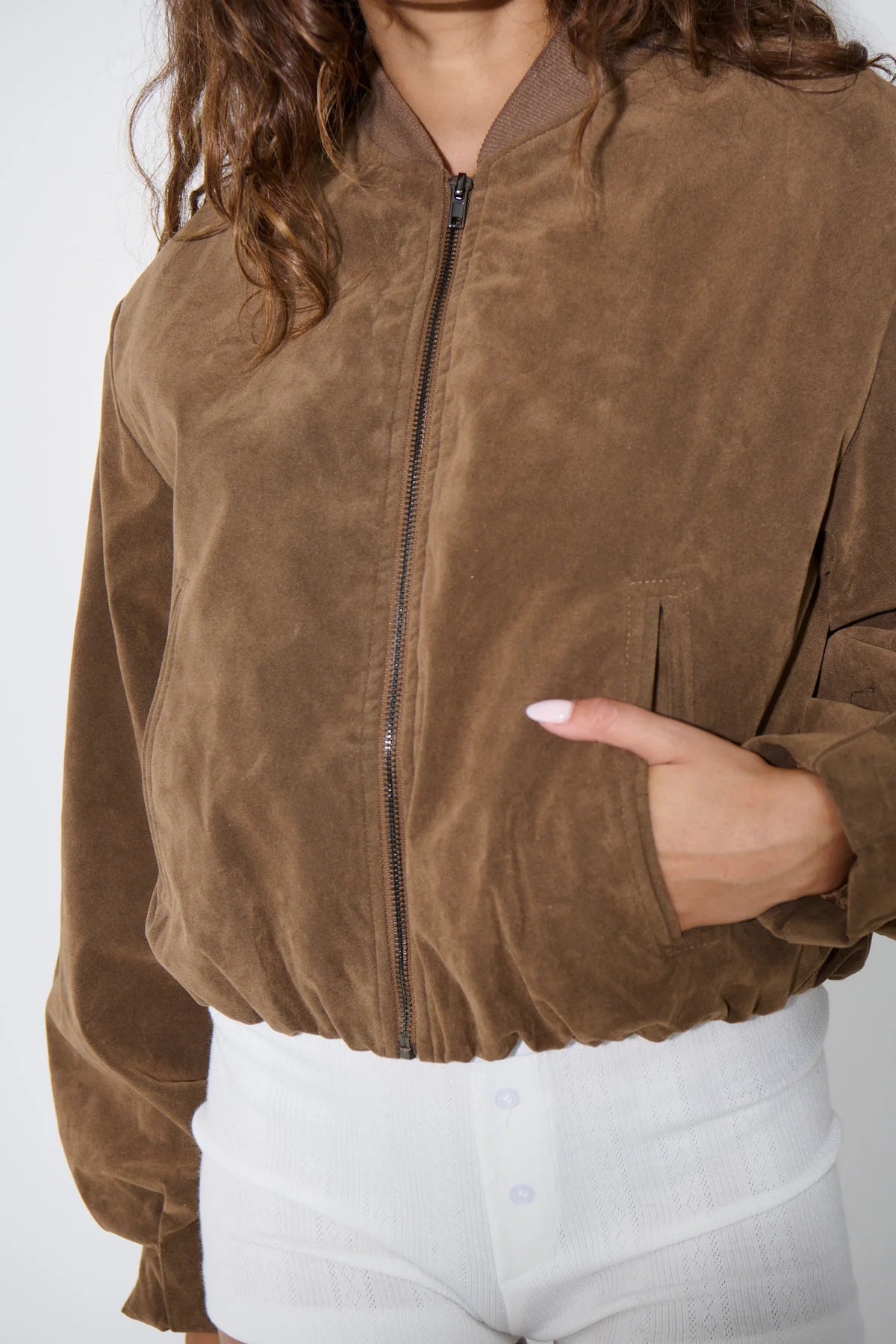 Suede Look Bomber Jacket