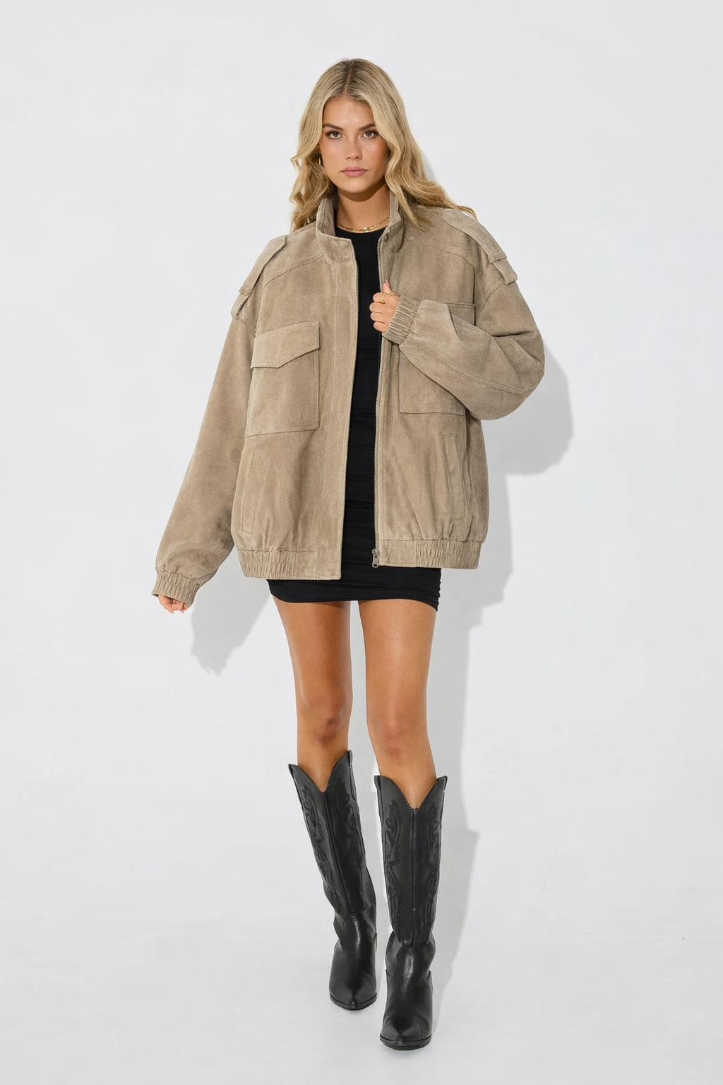 Utility Suede Bomber Jacket