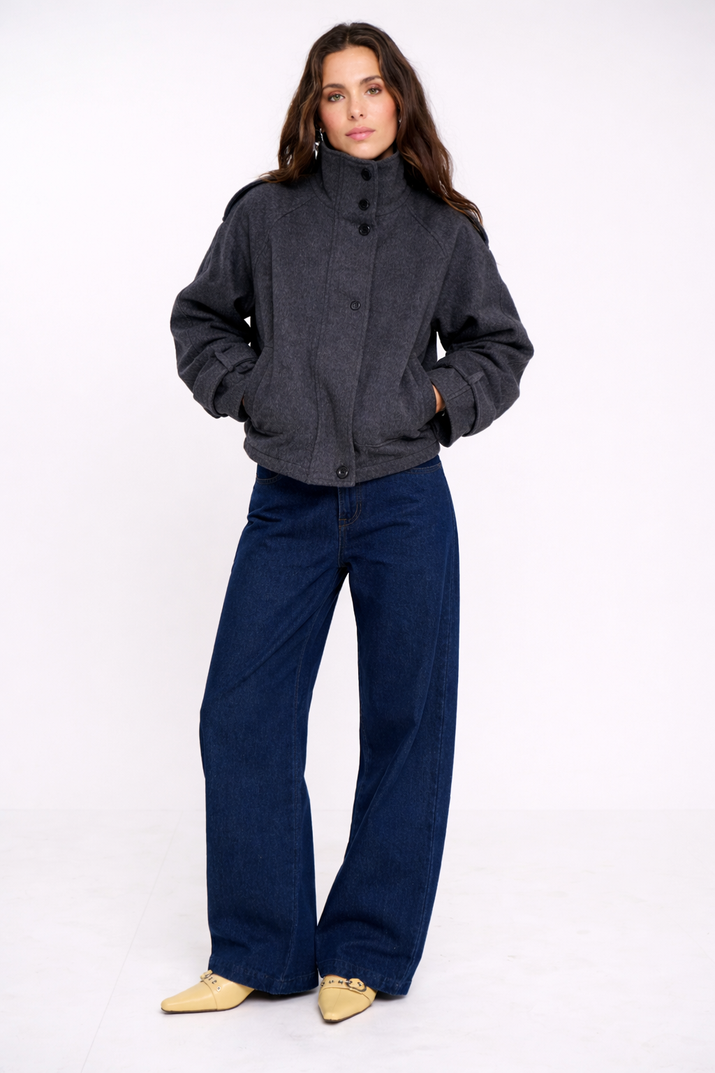 Stand Collar Wool Jacket