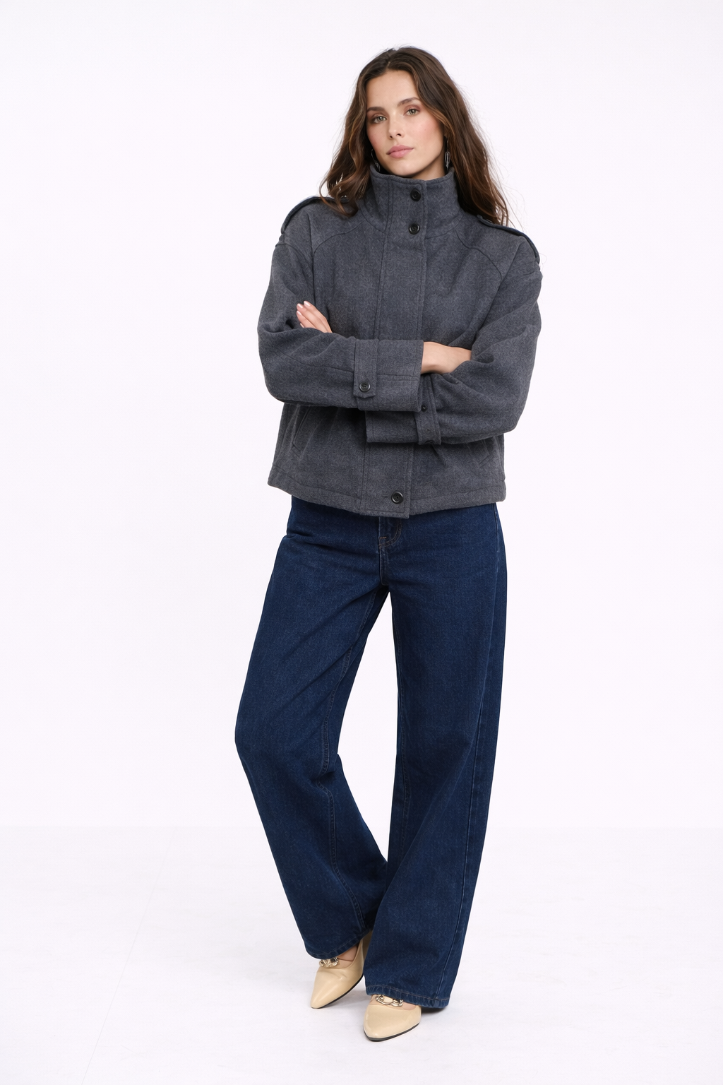 Stand Collar Wool Jacket
