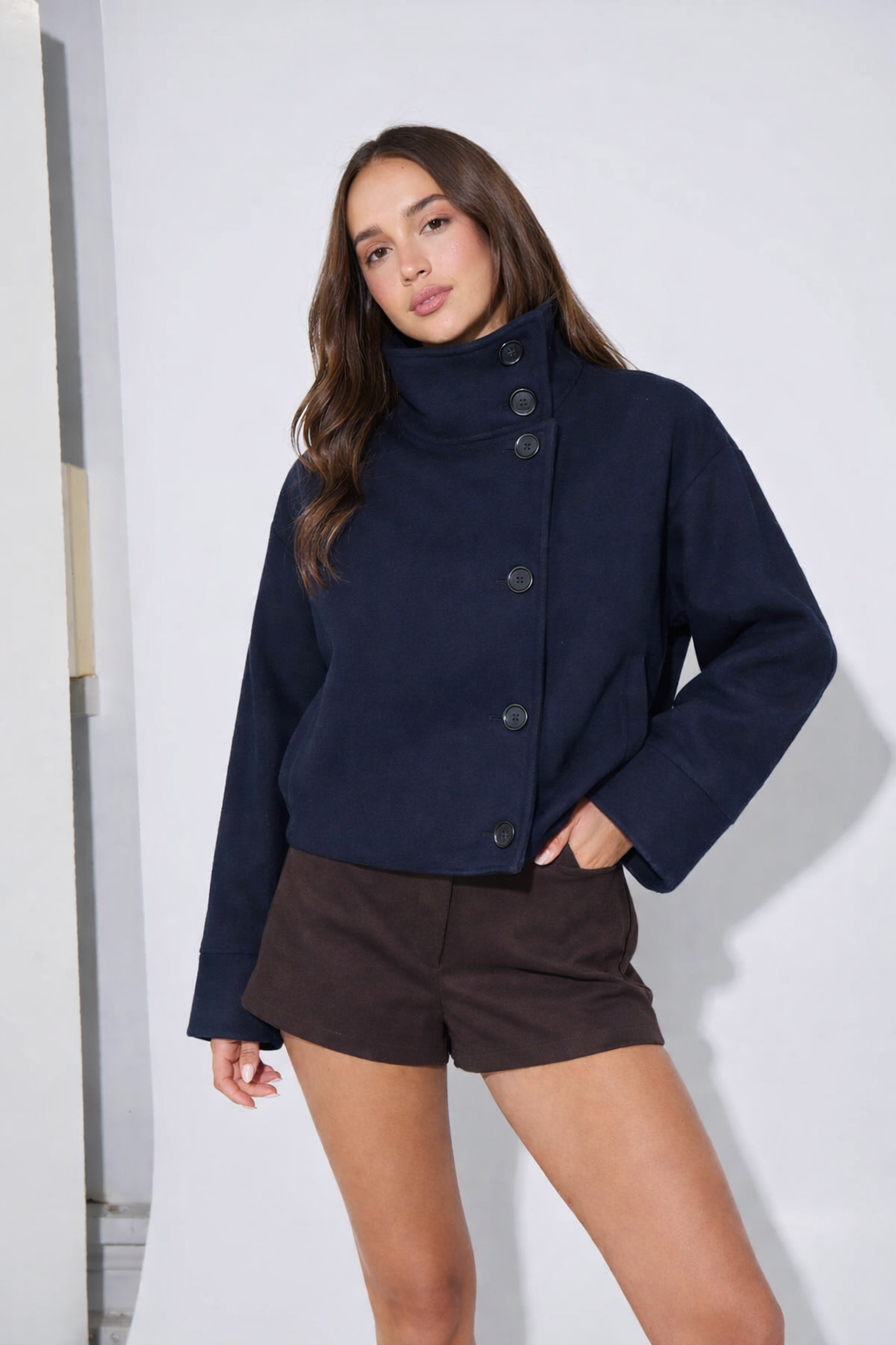 Trench coat high collar