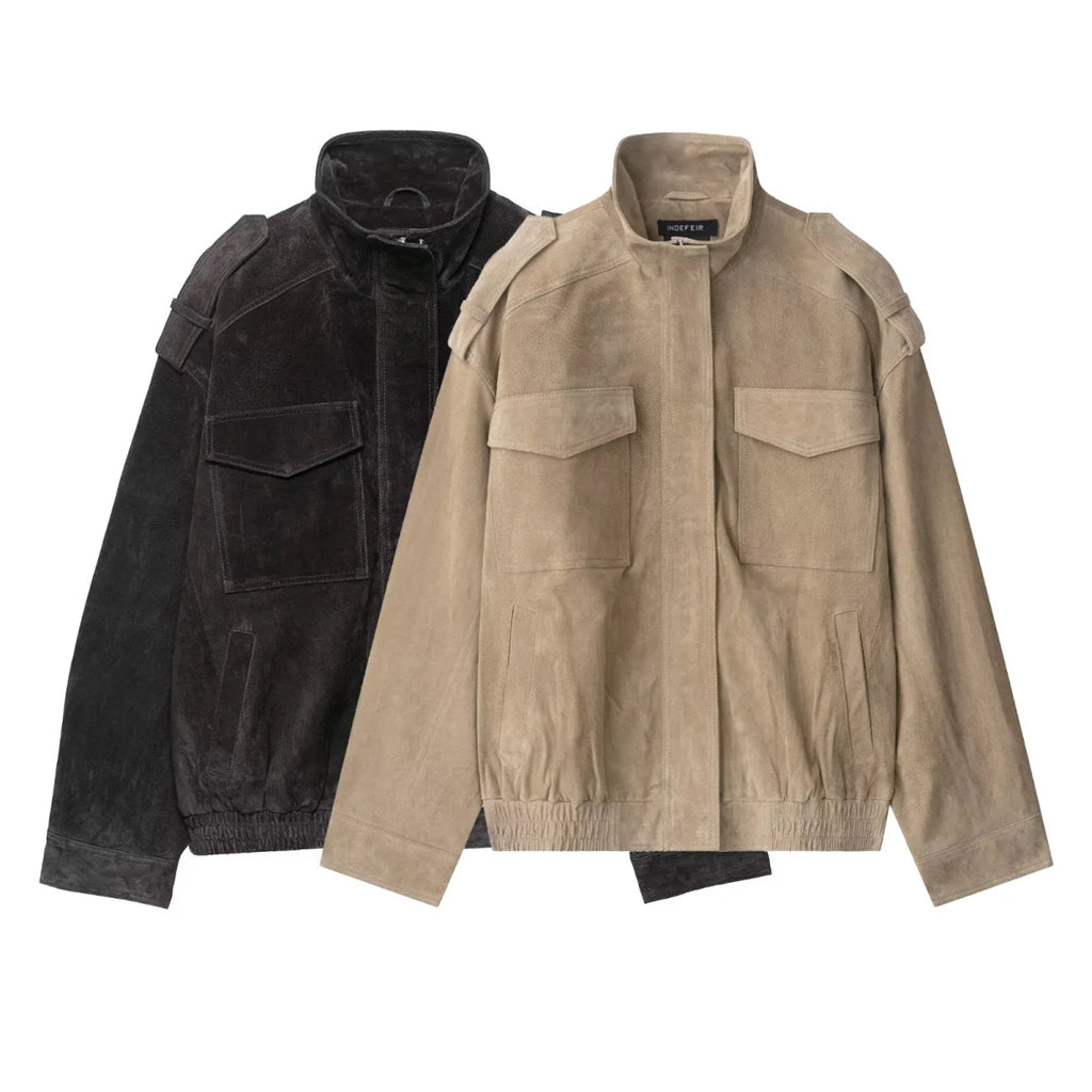 Utility Suede Bomber Jacket