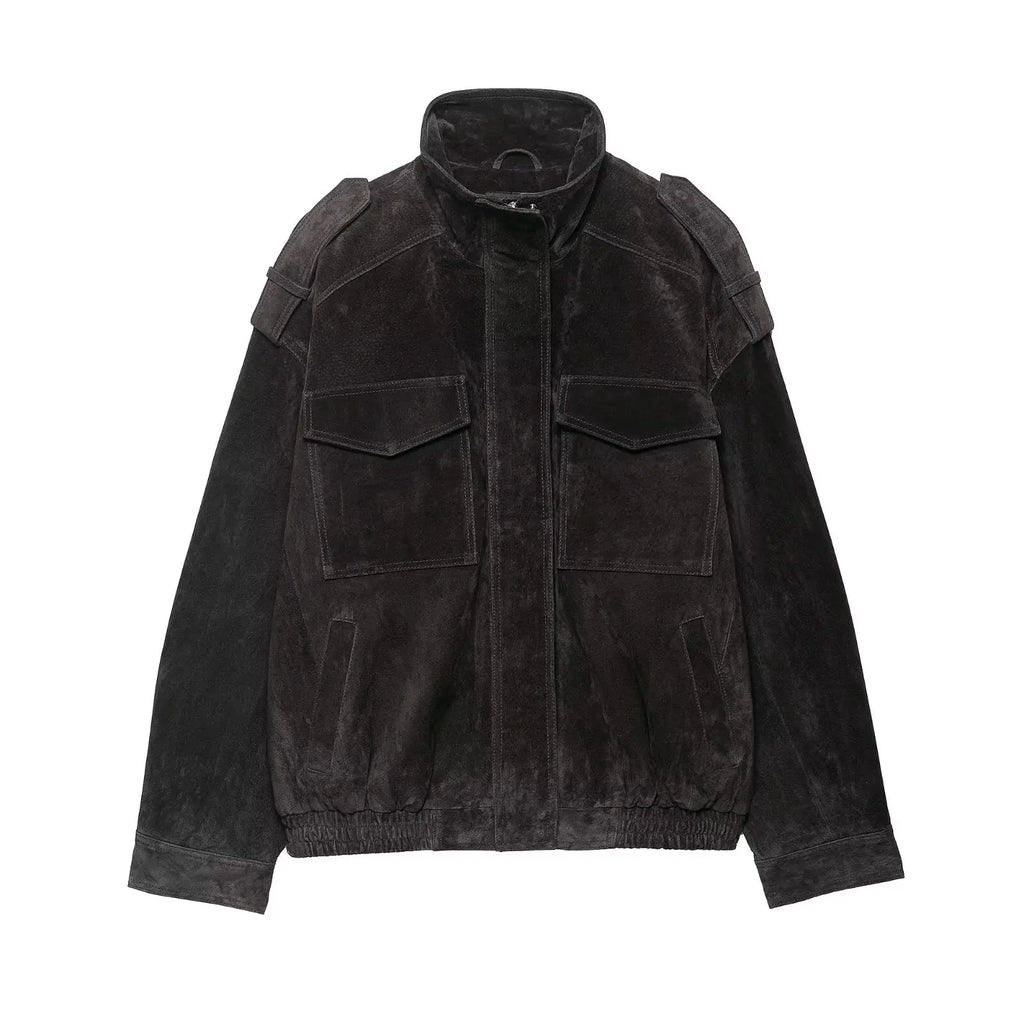 Utility Suede Bomber Jacket