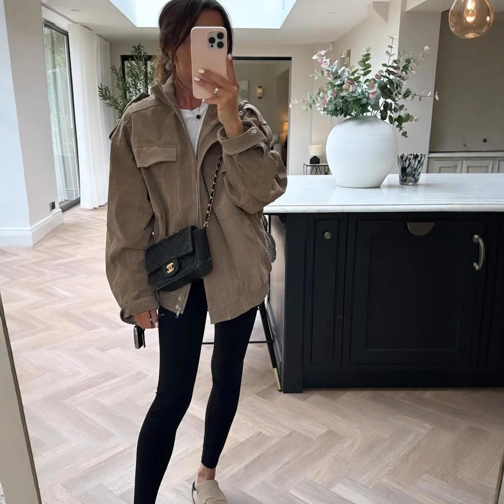 Utility Suede Bomber Jacket