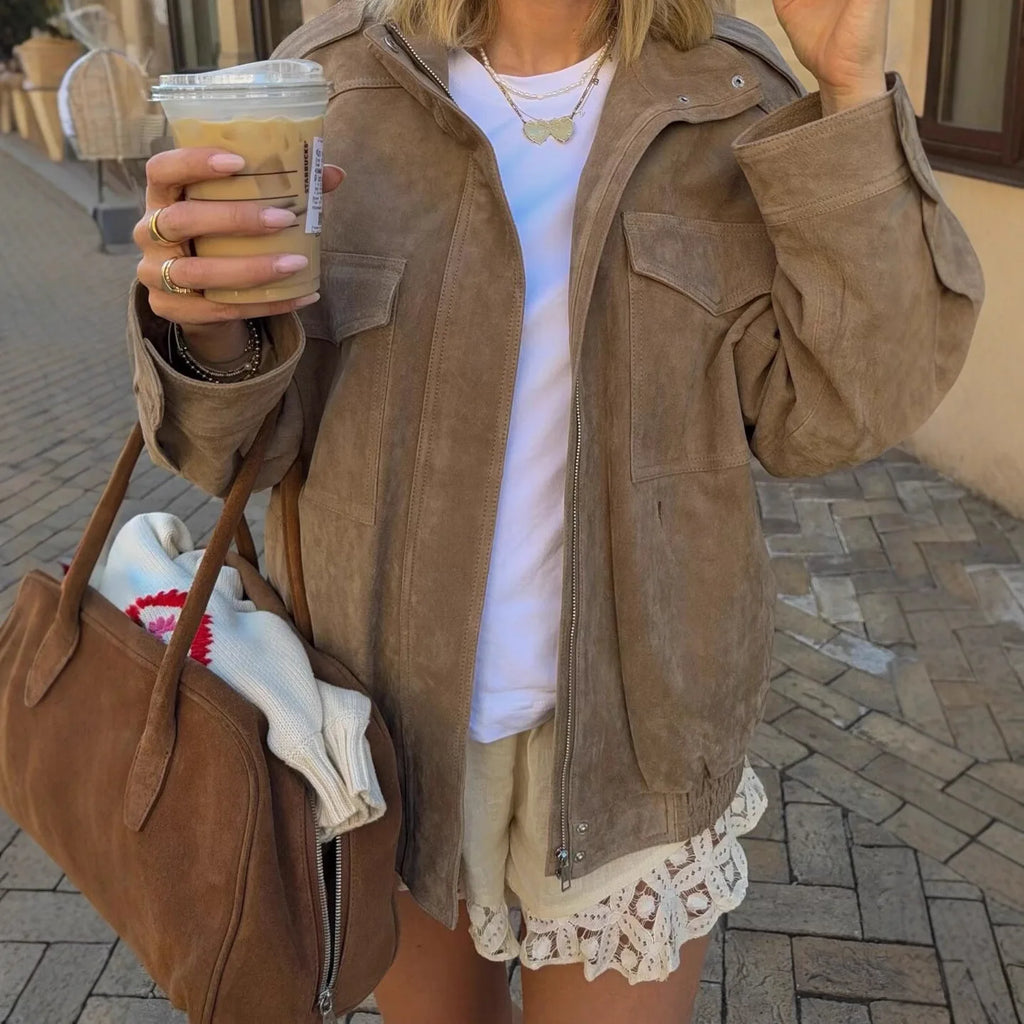 Utility Suede Bomber Jacket